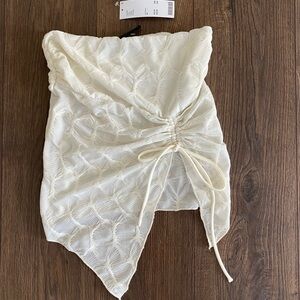 NWT Urban Outfitters White Textured Strapless Crop Top